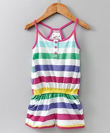 Eimoie Girls Sleeveless Contrast Striped Jumpsuit - Multicolor Eimoie Girls Sleeveless Contrast Striped Jumpsuit - Multicolor