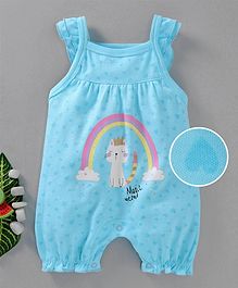 Moms Love Sleeveless Romper Kitty Print - Aqua Blue Moms Love Sleeveless Romper Kitty Print - Aqua Blue