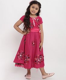 Bitiya By Bhama Floral Design Short Sleeves Dress - Pink Bitiya By Bhama Floral Design Short Sleeves Dress - Pink