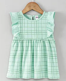 Zero Flutter Sleeves Frock Checks Pattern - Green Zero Flutter Sleeves Frock Checks Pattern - Green