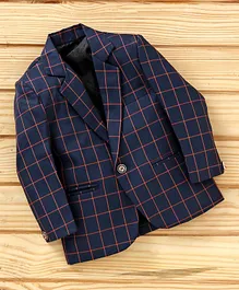 Dew's Burry Checked Full Sleeves Blazer - Navy Blue Dew's Burry Checked Full Sleeves Blazer - Navy Blue