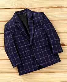 Dew's Burry Checked Full Sleeves Blazer - Navy Blue Dew's Burry Checked Full Sleeves Blazer - Navy Blue