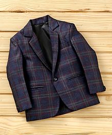 Dew's Burry Checked Full Sleeves Blazer - Navy Blue Dew's Burry Checked Full Sleeves Blazer - Navy Blue