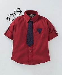Dew's Burry Solid Full Sleeves Shirt - Maroon Dew's Burry Solid Full Sleeves Shirt - Maroon