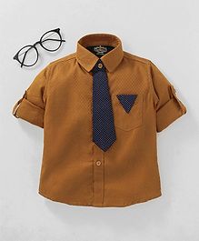 Dew's Burry Solid Full Sleeves Shirt - Brown Dew's Burry Solid Full Sleeves Shirt - Brown