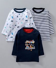 Kidi Wav Full Sleeves Multi Print Pack Of 3 T-Shirts - Navy Blue Kidi Wav Full Sleeves Multi Print Pack Of 3 T-Shirts - Navy Blue