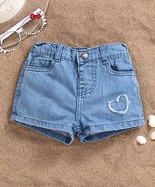 Fox Baby Denim Shorts With Ripped Heart Pattern - Light Blue Fox Baby Denim Shorts With Ripped Heart Pattern - Light Blue