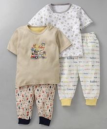 Kidi Wav Set Of 2 Multi Print Half Sleeves Tee & Pajama Set - Beige Kidi Wav Set Of 2 Multi Print Half Sleeves Tee & Pajama Set - Beige