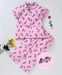 Nite Flite Unicorns Print Half Sleeves Night Suit - Pink Nite Flite Unicorns Print Half Sleeves Night Suit - Pink
