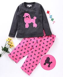 Nite Flite Animal Print Full Sleeves Night Suit - Pink & Grey Nite Flite Animal Print Full Sleeves Night Suit - Pink & Grey