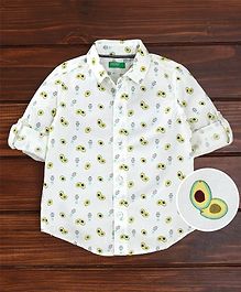 UCB Full Sleeves Shirt Avocado Print - White UCB Full Sleeves Shirt Avocado Print - White