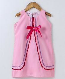 Polka Dots Sleeveless Ric-Rac Frock - Pink Polka Dots Sleeveless Ric-Rac Frock - Pink