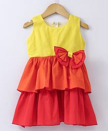Polka Dots Sleeveless Ruffle Bow Detailed Dress - Yellow Polka Dots Sleeveless Ruffle Bow Detailed Dress - Yellow