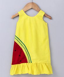 Polka Dots Sleeveless Watermelon Dress - Yellow Polka Dots Sleeveless Watermelon Dress - Yellow