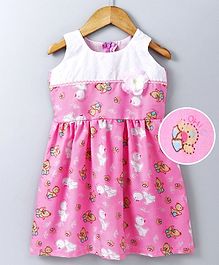 Polka Dots Sleeveless Duck Design Dress - Pink Polka Dots Sleeveless Duck Design Dress - Pink
