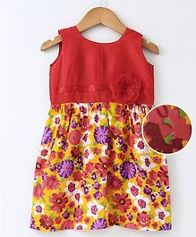 Polka Dots Sleeveless Floral Dress - Red Polka Dots Sleeveless Floral Dress - Red