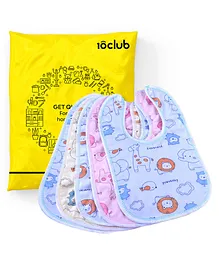 10Club Baby Fastdry Bibs (Pack of 5)  Feeding Bibs with Snap Button Closure