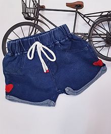 Aww Hunnie Heart Patch Shorts - Blue Aww Hunnie Heart Patch Shorts - Blue