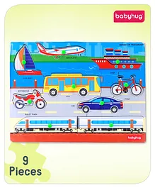 Babyhug Wooden Vehicles Puzzle Multicolour - 9 Pieces