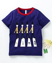 Baobaoshu Half Sleeves Tee King Print - Blue Baobaoshu Half Sleeves Tee King Print - Blue