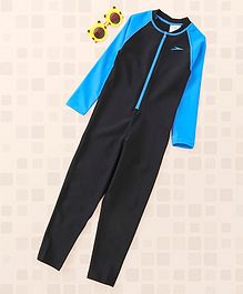 Speedo Full Sleeves Legged Swim Suit - Black Blue Speedo Full Sleeves Legged Swim Suit - Black Blue