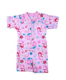 Awabox Mermaid Print Half Sleeves Swimsuit - Pink Awabox Mermaid Print Half Sleeves Swimsuit - Pink