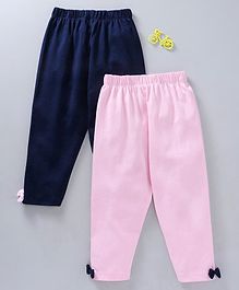 Mom's Love Elastic Waist Full Length Leggings Pack of 2 - Navy Blue Pink Mom's Love Elastic Waist Full Length Leggings Pack of 2 - Navy Blue Pink