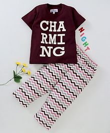 Nite Flite Charming Printed Half Sleeves Night Suit - Maroon Nite Flite Charming Printed Half Sleeves Night Suit - Maroon