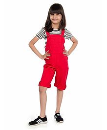 Olele Solid Sleeveless Dungaree - Red Olele Solid Sleeveless Dungaree - Red