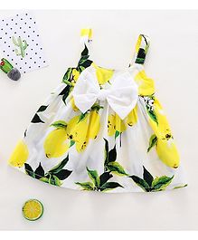 Pre Order - Awabox Fruit Printed Sleeveless Dress - Yellow & White Pre Order - Awabox Fruit Printed Sleeveless Dress - Yellow & White