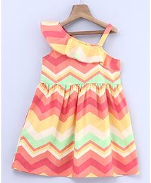 Beebay Chevron Print Asymmetrical Neck Sleeveless Dress - Orange Beebay Chevron Print Asymmetrical Neck Sleeveless Dress - Orange