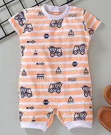 Little Kangaroos Half Sleeves Romper Allover Print - Peach Little Kangaroos Half Sleeves Romper Allover Print - Peach