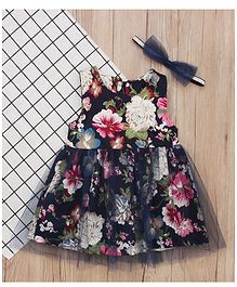 Pre Order - Awabox Flower Printed Sleeveless Dress - Navy Pre Order - Awabox Flower Printed Sleeveless Dress - Navy