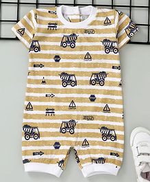 Little Kangaroos Half Sleeves Romper Allover Print - Fawn Little Kangaroos Half Sleeves Romper Allover Print - Fawn