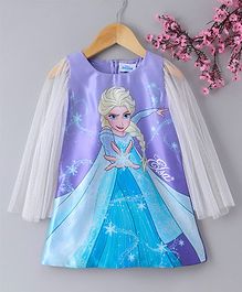 Peppermint Full Sleeves Elsa Print A Line Dress - Purple Peppermint Full Sleeves Elsa Print A Line Dress - Purple