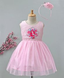 Peppermint Mermaid Print Sleeveless Dress With Hairband - Pink Peppermint Mermaid Print Sleeveless Dress With Hairband - Pink