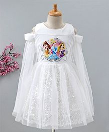 Peppermint Princess Print Cold Shoulder Full Sleeves Dress - Off White Peppermint Princess Print Cold Shoulder Full Sleeves Dress - Off White