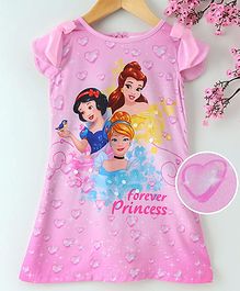 Peppermint Cap Sleeves Forever Princes Print A Line Dress - Pink Peppermint Cap Sleeves Forever Princes Print A Line Dress - Pink