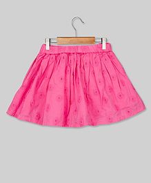 Young Birds Embroidered Elastic Waist Skirt - Pink Young Birds Embroidered Elastic Waist Skirt - Pink