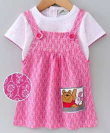 Earth Conscious Flower Print Dress & Half Sleeves T-Shirt - Pink & White Earth Conscious Flower Print Dress & Half Sleeves T-Shirt - Pink & White