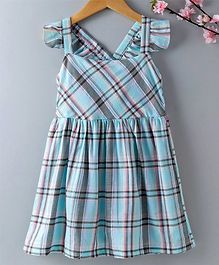 Pspeaches Checkered Sleeveless Dress - Grey & Blue Pspeaches Checkered Sleeveless Dress - Grey & Blue