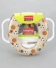 Babyhug Cushioned Potty Seat With Handle Ball Print - Cream
