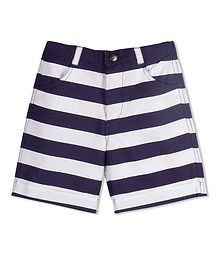 Young Birds Knee Length Striped Shorts - Navy Blue Young Birds Knee Length Striped Shorts - Navy Blue
