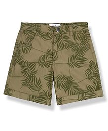 Young Birds Leaves Print Knee Length Shorts - Green Young Birds Leaves Print Knee Length Shorts - Green