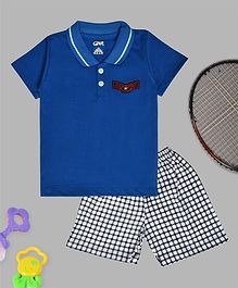 Kiwi Half Sleeves Tee & Checked Shorts Set - Blue Kiwi Half Sleeves Tee & Checked Shorts Set - Blue