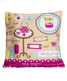 Little Nests Tea Party Printed Cushion Cover - Multicolour
