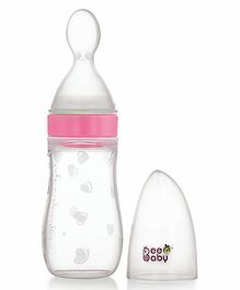 Beebaby Silicone Squeeze Food Feeder Bottle With Spoon Pink - 125 ml