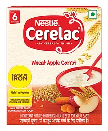 Nestle CERELAC Baby Cereal with Milk Wheat Apple Carrot From 6 Months - 300 gm Bag In Box Pack