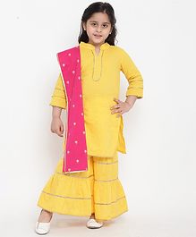 Bitiya By Bhama Three Fourth Sleeves Embroidery Kurta & Pallazo Set With Dupatta - Yellow Bitiya By Bhama Three Fourth Sleeves Embroidery Kurta & Pallazo Set With Dupatta - Yellow