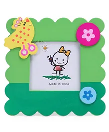 Table Top Square Photo Frame Flower Design - Green